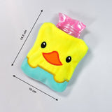 Cute yellow duck hot water bag for effective pain relief and comfort.