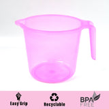 Plastic Round Transparent Bath Water Mug (5 pc / Mix colour / 1200 ML)