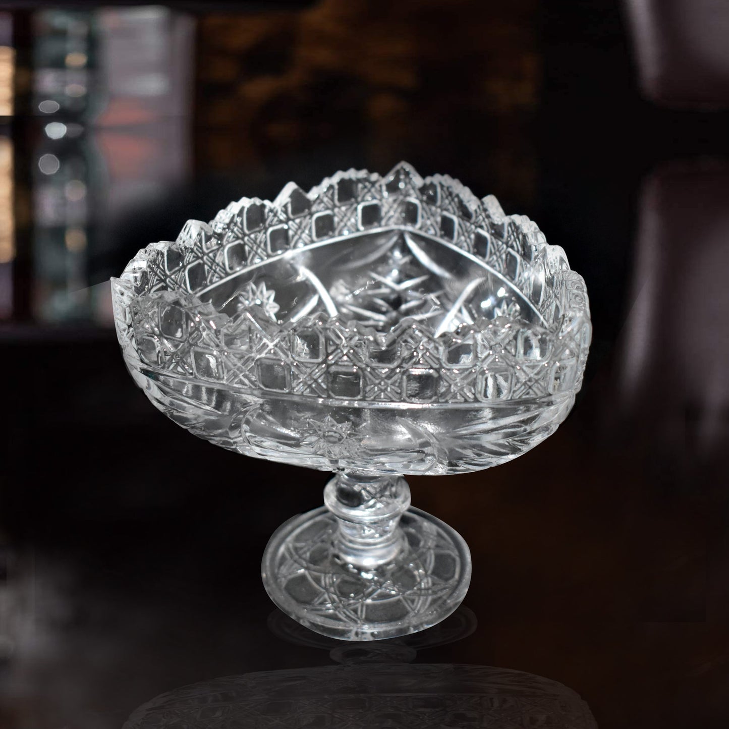 Crystal Touch decorative glass bowl, elegant designer fruit bowl.