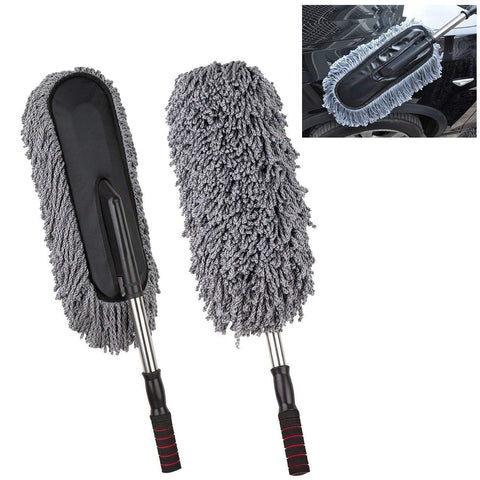 Car Duster, Long Retractable / Soft / Non-Slip / Handle Multipurpose Microfiber Wash Brush Vehicle Interior and Exterior Cleaning Kit with for Car, Boats or Home