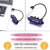 Rechargeable Waterproof Bicycle Front LED Light - 4 Modes, Blue