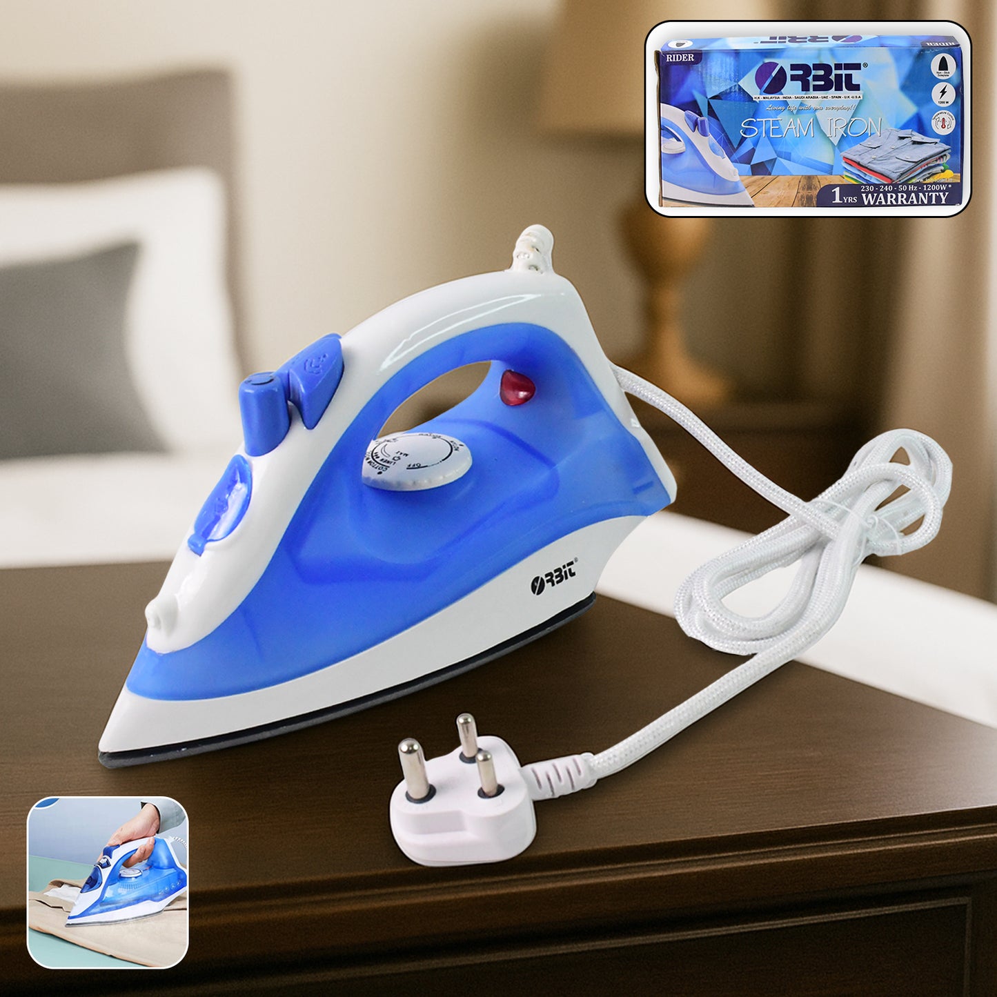 Orbit 1200W High-Performance Steam Iron with Adjustable Temperature
