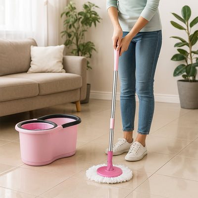4942 Quick Spin Mop With Steel Spin Bucket Floor Cleaning Easy Wheels  Big Bucket Floor Cleaning Mop With Bucket - second image