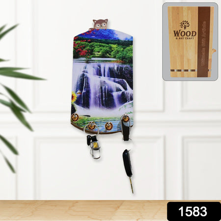 Decorative Wooden Vertical Scenery With Hooks For Wall Hanging - LootFaat