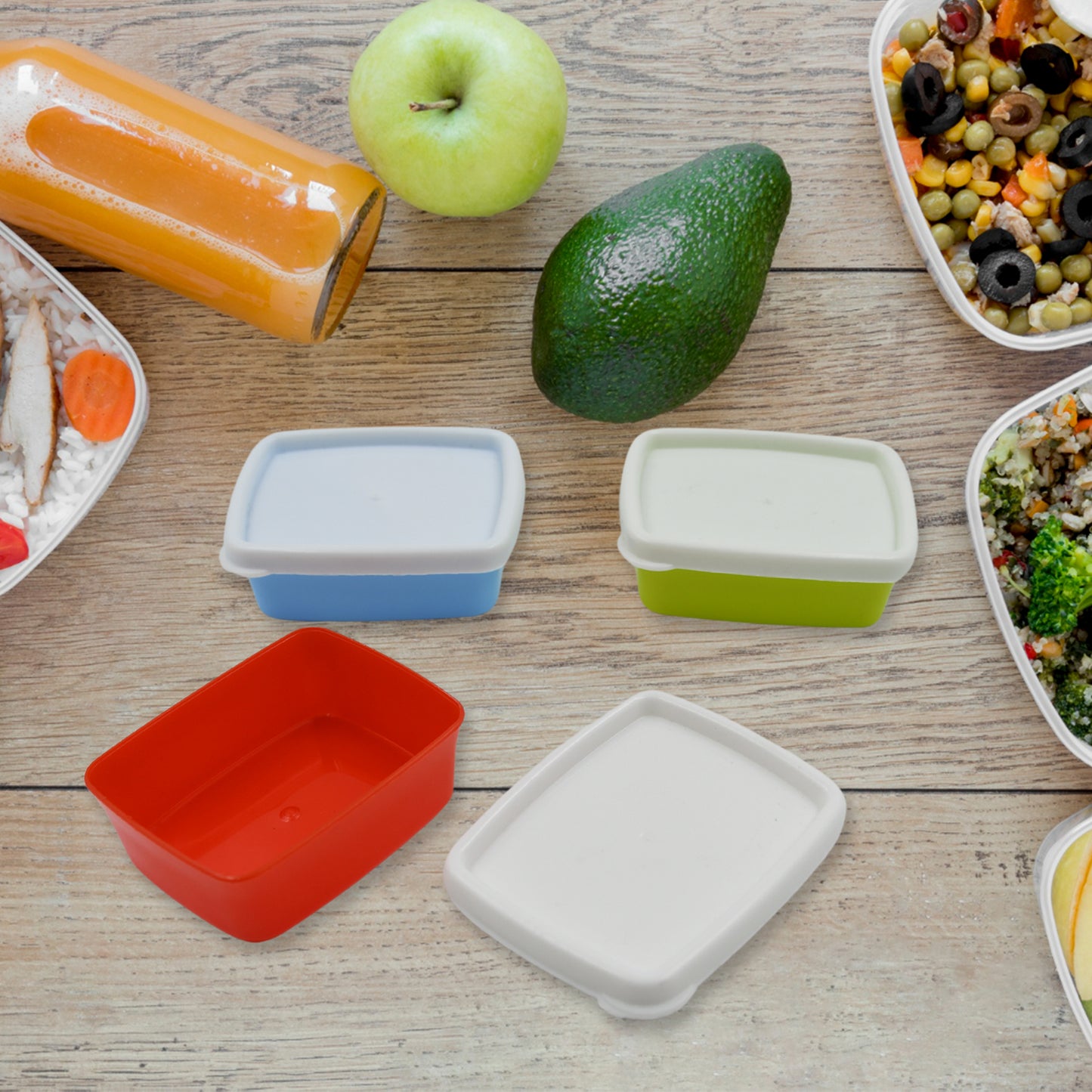 Plastic Airtight Containers Set Small Plastic Container Set Rectangular Plastic Food Pickle Fridge Containers Multicolor Kitchen Storage Container (3 Pcs Set) - LootFaat