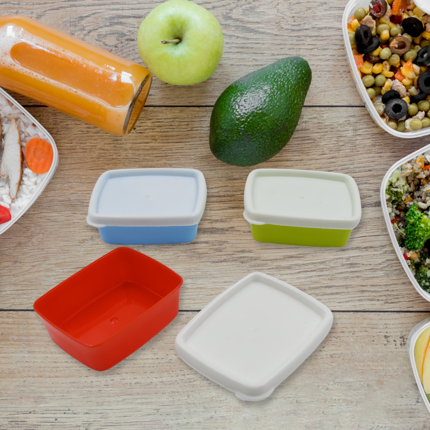 Plastic Airtight Containers Set Small Plastic Container Set Rectangular Plastic Food Pickle Fridge Containers Multicolor Kitchen Storage Container (3 Pcs Set) - LootFaat