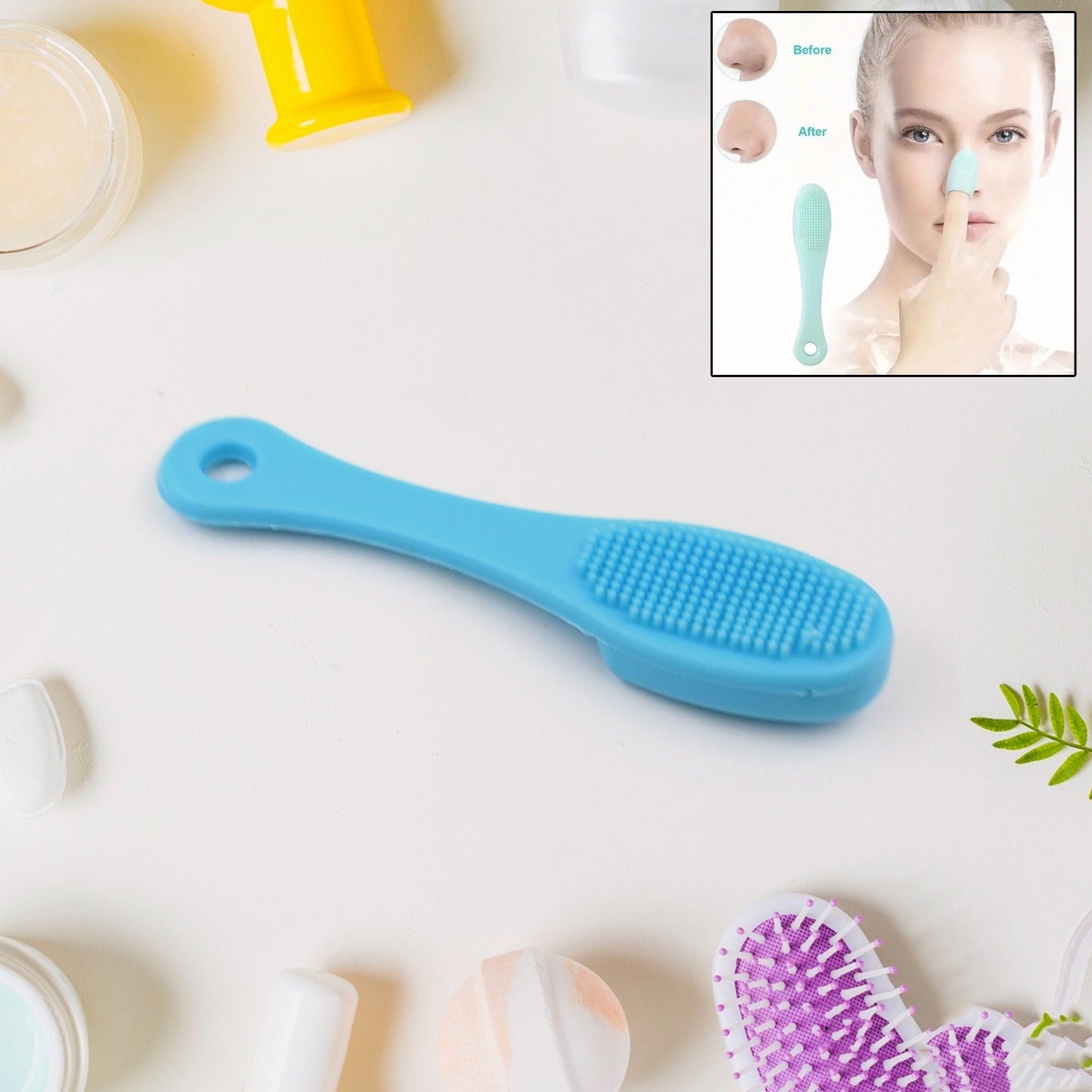 Silicone Makeup Cleaning Tool Finger Wash Face Scrubber Facial Cleansing Brush (1 Pc  Mix Color) - LootFaat