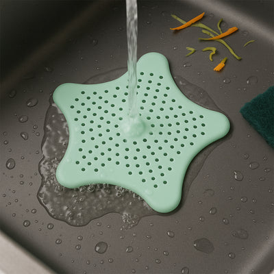 Mint Green Silicone Star Shaped Sink Filter Bathroom Hair Catcher Drain Strainers For Basin - second image
