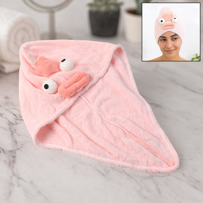 Cartoon Microfiber Hair Drying Towel Wrap with Button