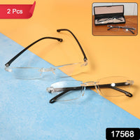 Portable Pack of 2 Rimless Reading Glasses Health - Premium Quality - Best Quality & Value