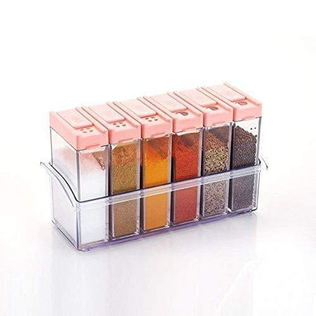 Plastic Spice Jars (6 Pcs 14x22x8cm Multicolour) - LootFaat