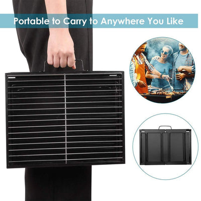 Portable Folding Charcoal BBQ Grill - Black Carbon Steel - second image