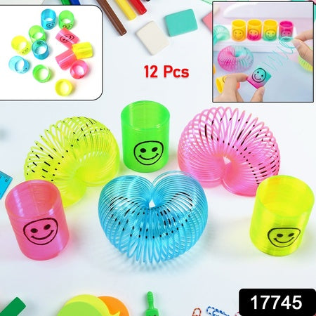 Multicolor Magic Smiley Spring Spring Toys Slinky Slinky Spring Toy Toy For Kids For Birthdays Compact And Portable Easy To Carry (12 Pcs Set) - LootFaat
