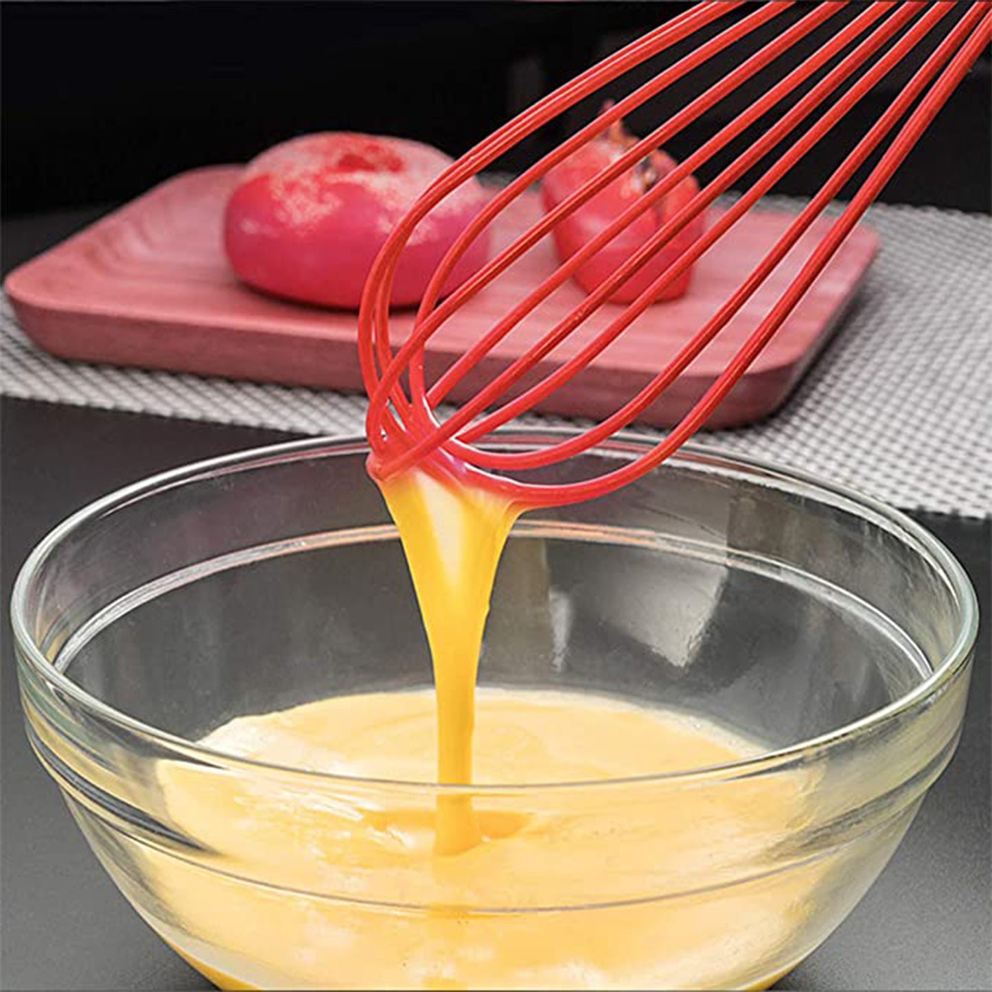 Close up of 2930 Manual Whisk Mixer Silicone Whisk Cream Whisk Flour Mixer Rota... features and build quality
