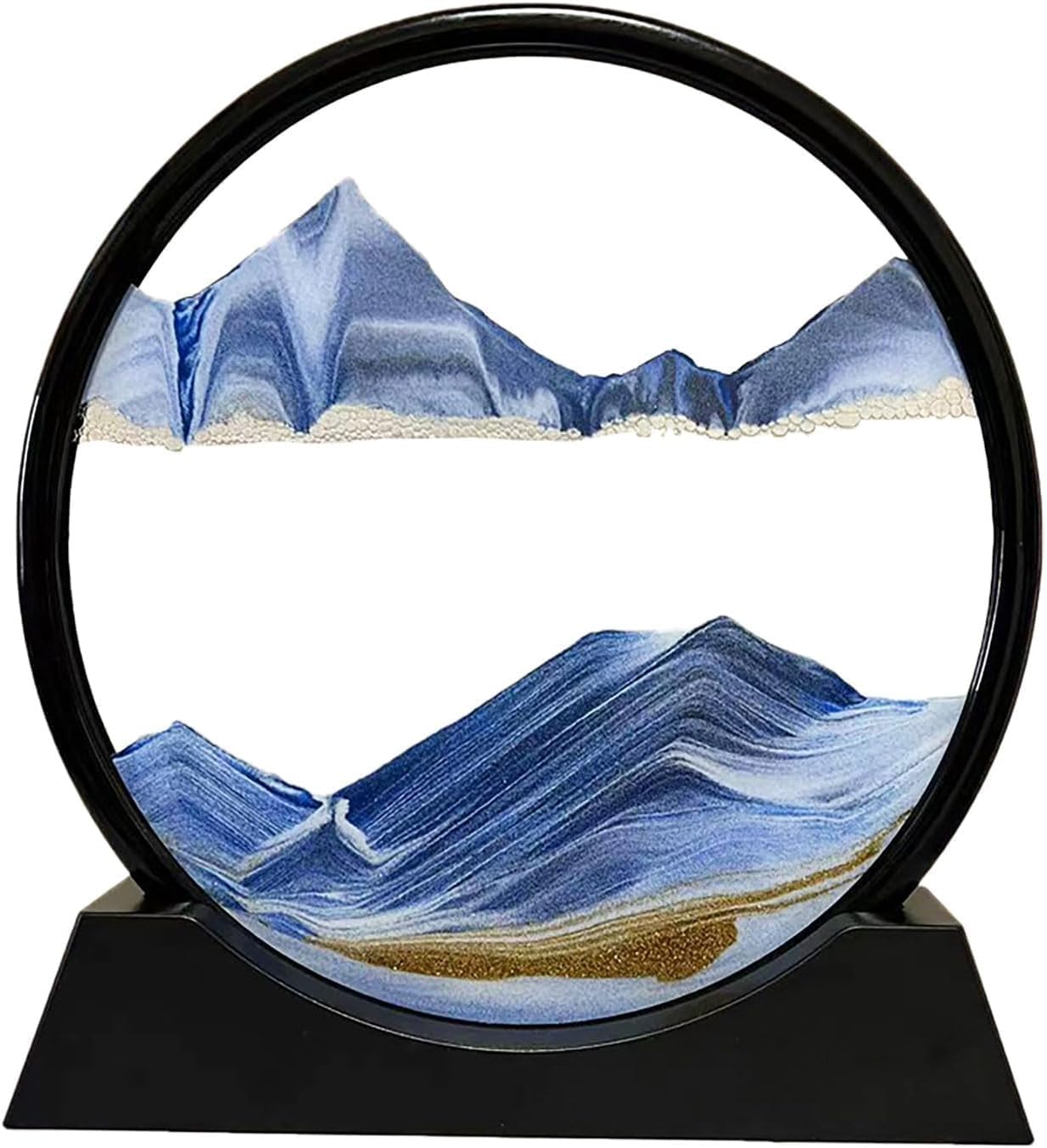 Moving Sand Art Picture Glass Liquid Painting 3D Natural Landscape showpieces for Home Decor Antique Gifts for Kids Office Desktop Decoration Desk Table Decorative Items