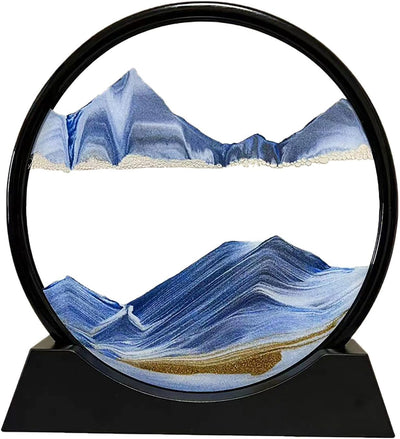 Moving Sand Art Picture Glass Liquid Painting 3D Natural Landscape showpieces for Home Decor Antique Gifts for Kids Office Desktop Decoration Desk Table Decorative Items