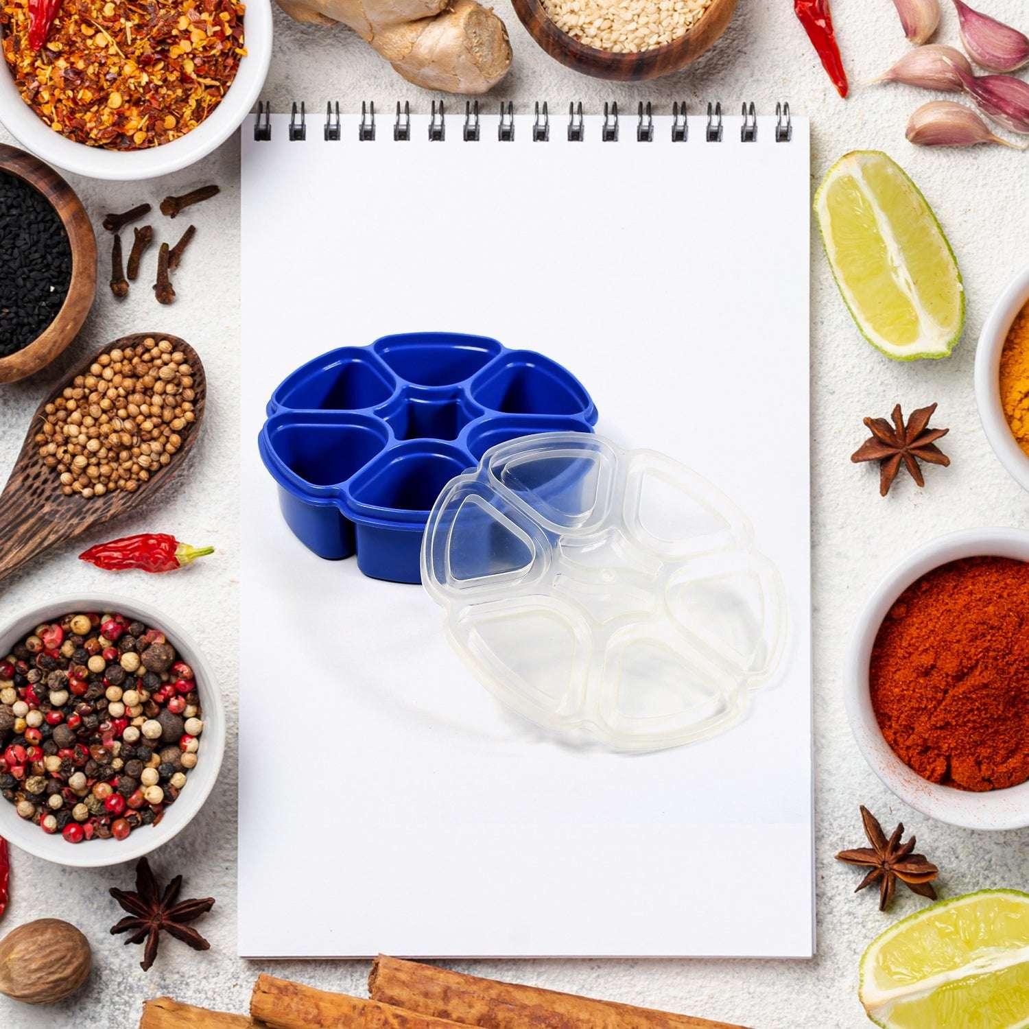 Unique Design Multipurpose Masala  Spice Box Container Spice Box For Kitchen  Masala Container  ( Plastic 7 Section ) - LootFaat