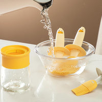 Glass Olive Oil Dispenser Bottle with Silicone Brush 2 in 1,200ml Cute Duck Silicone Measuring Oil Dispenser Bottle for Kitchen Cooking,Frying,Baking,BBQ Pancake,Air Fryer