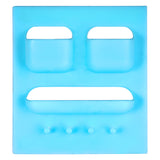 Plastic soap dish with toothbrush and toothpaste holder