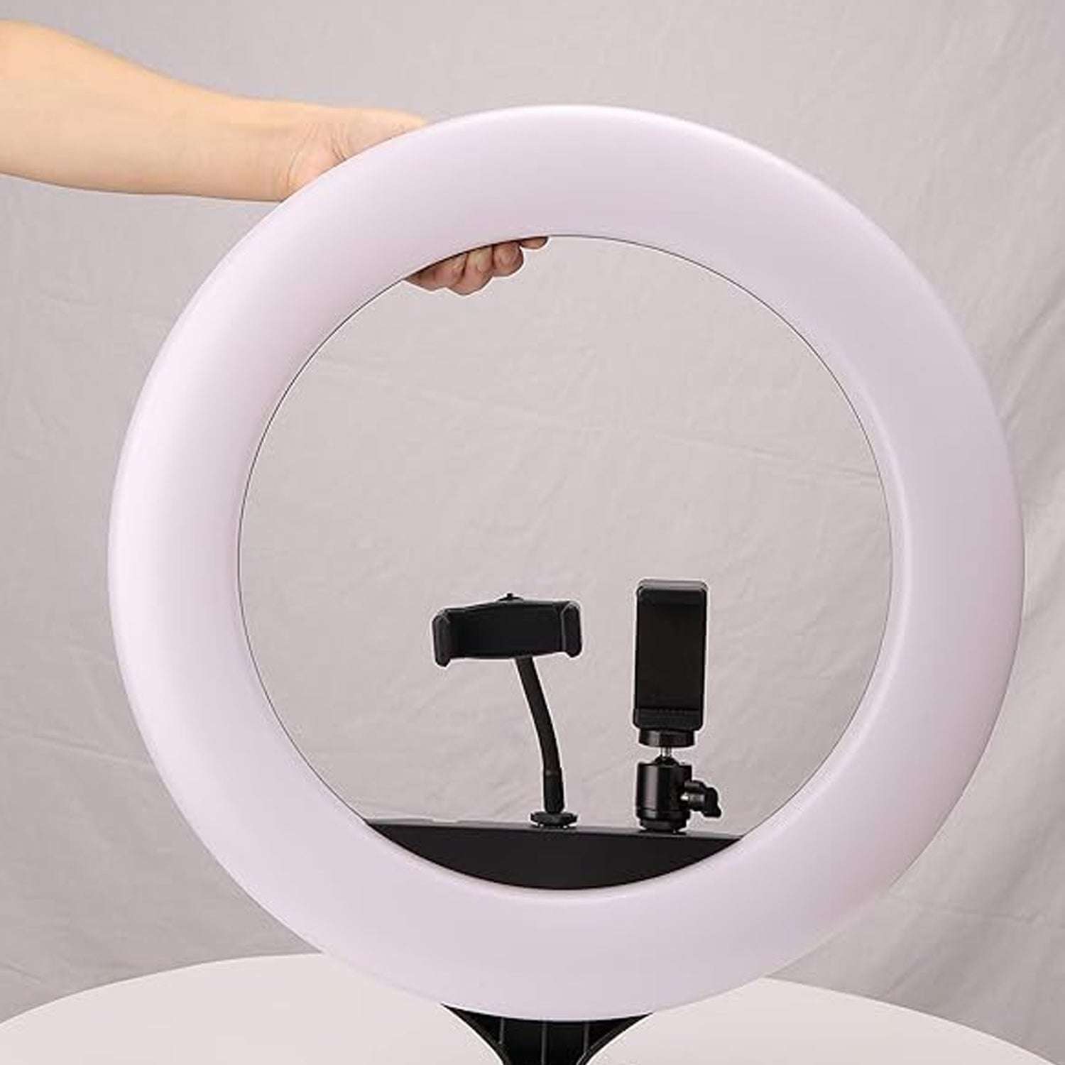 18 Inch Led Ring Light With 3 Colour Modes  3 Mobile Holders Remote Control (1 Set) - LootFaat