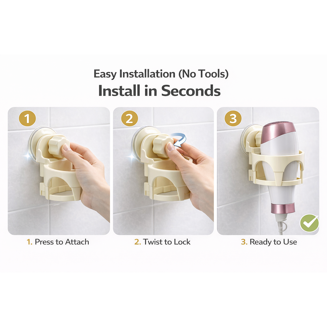 Premium Hair Dryer Holder with Suction Home - Premium Quality - Best Quality & Value