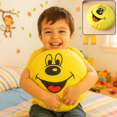 Cute Round Smiley Face Soft Pillow Cushion (30 X 30 Cm  1 Pc)