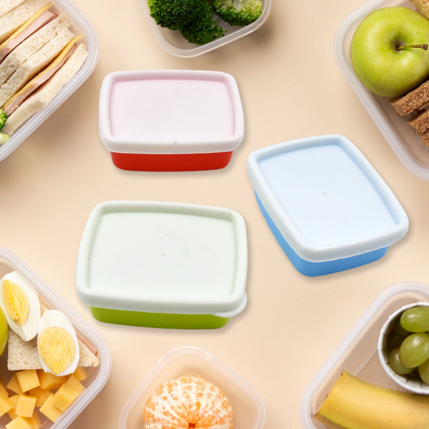 Plastic Airtight Containers Set Small Plastic Container Set Rectangular Plastic Food Pickle Fridge Containers Multicolor Kitchen Storage Container (3 Pcs Set) - LootFaat
