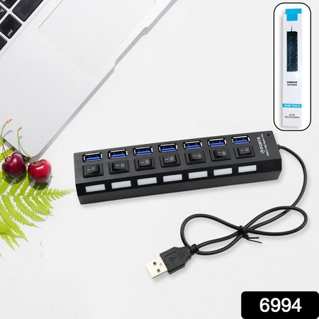 Usb Splitter Multi Port Usb 2.0 Hub 7 Port With Independent Onoff Switch And Led Indicators Usb A Port Data Hub Suitable For Pc Computer Keyboard Laptop Mobile Hdd Flash Drive Camera Etc - LootFaat