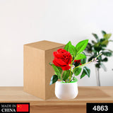 4863 Artificial Rose Flower Plant With Pot, For Home Office Or Gift 