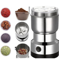 Stainless Steel Nima Electric Grinder | Multifunctional Mixer Grinder & Coffee Maker | Powerful Grinding Machine for Coffee Beans, Dry Spices, Nuts & Grains | Compact & Durable Design
