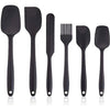 Silicone Spatula Set of 6 | Food Grade Silicone One-Piece Design | Heat Resistant Non-Stick Kitchen Spatulas for Cooking, Baking & Mixing | Seamless Black Spatula Set