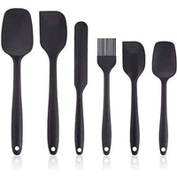 Silicone Spatula Set of 6 | Food Grade Silicone One-Piece Design | Heat Resistant Non-Stick Kitchen Spatulas for Cooking, Baking & Mixing | Seamless Black Spatula Set