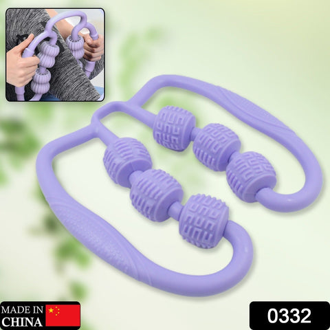 Muscle Massage Roller, 6 Wheels Relieve Soreness Leg Muscle Roller Fitness Roller Muscle Relaxer Massage Roller Ring Clip All Round Massaging Uniform Force Elastic PP Drop Shaped for Home Use (1 Pc)