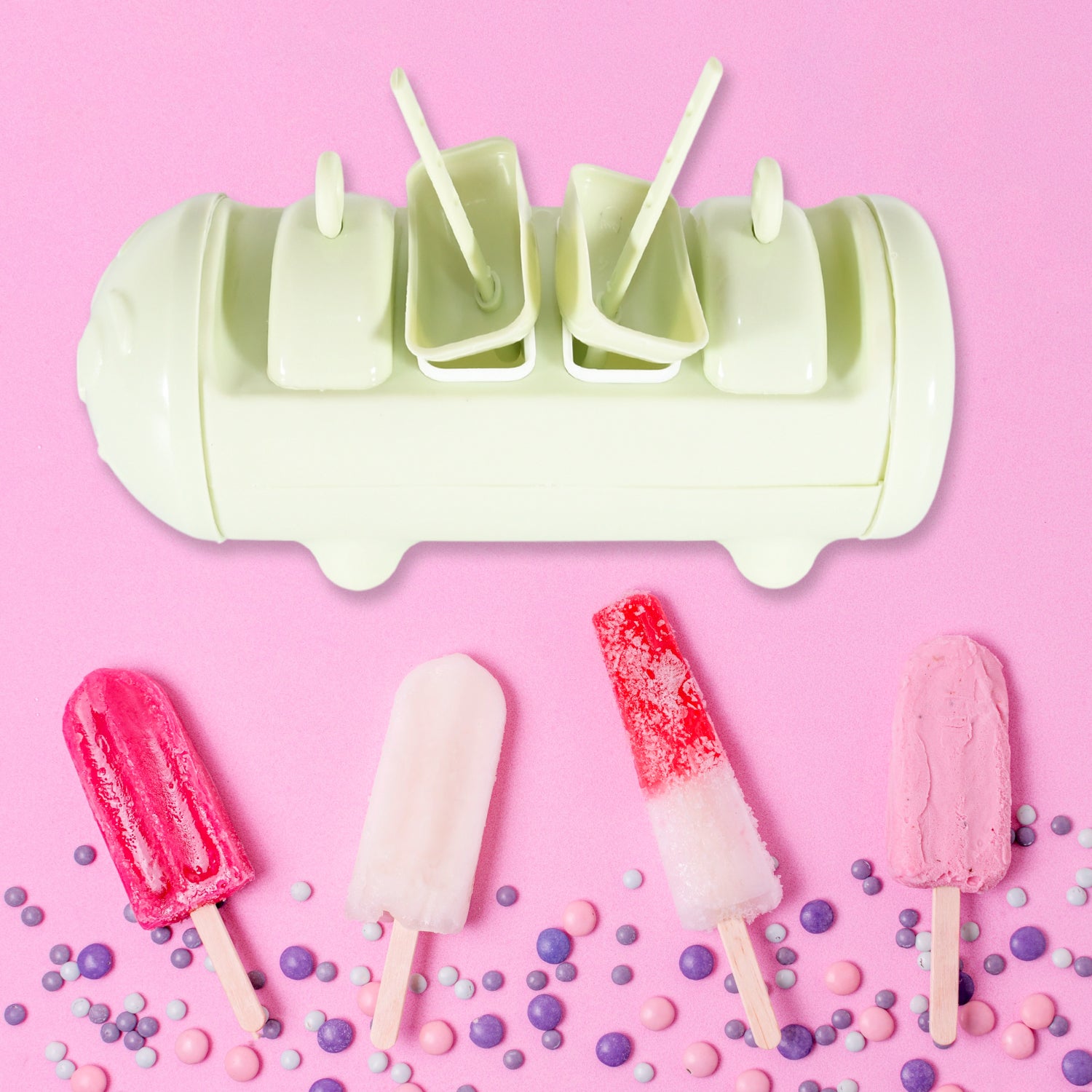 Cartoon Shape Mold Ice Candy Popsicle Mold Ice Plastic Ice Candy Maker Kulfi Maker Molds Set With 4 Cups (1 Pc  Multicolor) - LootFaat