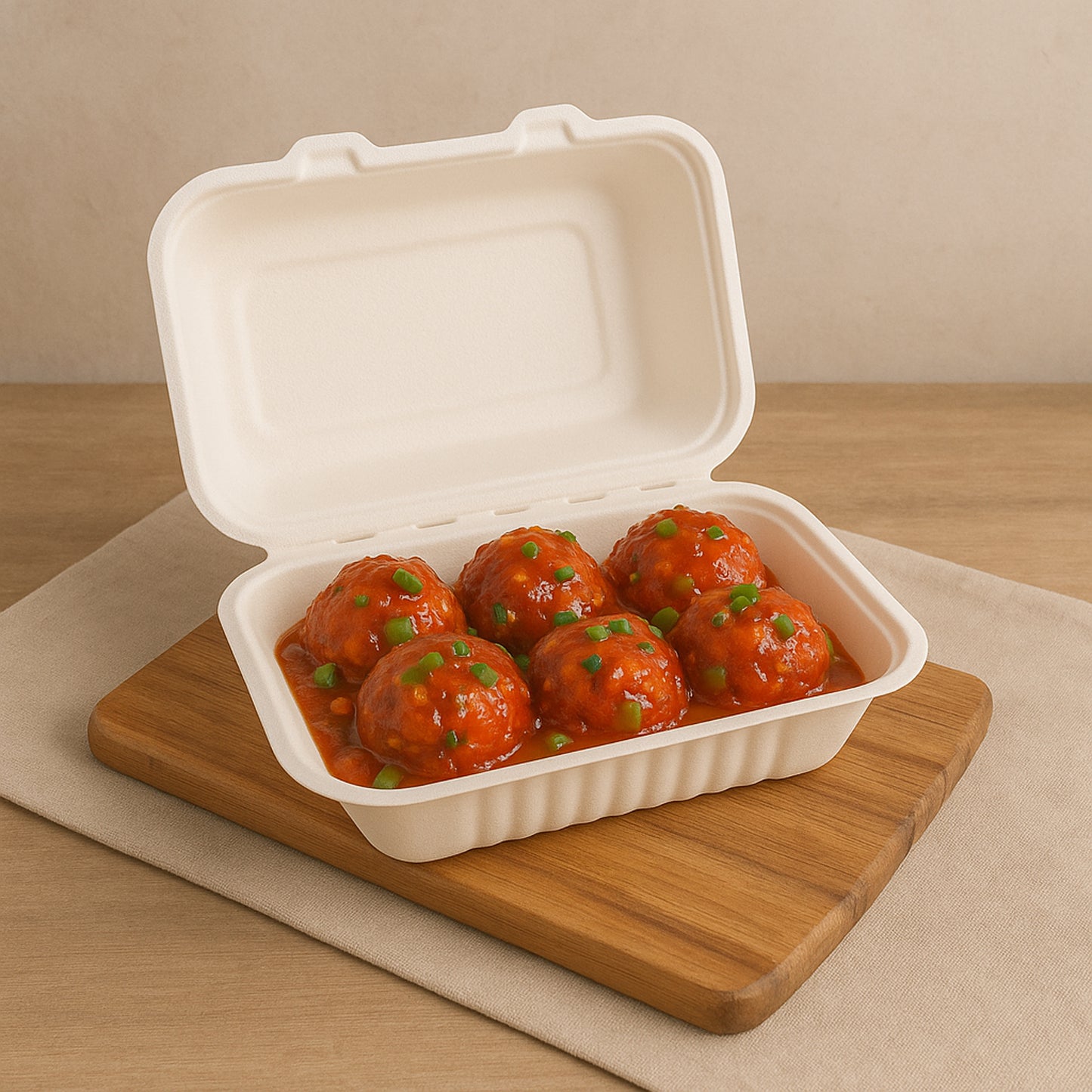 Fresheeclamshell Takeaway Compostable Bagasse Food Box 9x6x3 Inch  10 Pcs Pack