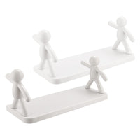 Self Adhesive Cute Floating Shelves Wall Shelf  Wall Mounted Organizer - Human Figurine  Brown Box - LootFaat