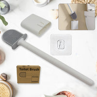 Portable Silicone Toilet Brush With Holder Flex Toilet Brush - Wall Mounted Anti-drip Set Toilet Cleaner Brush  Non-slip Long Handle Toilet Brush Pack Of 1 - LootFaat