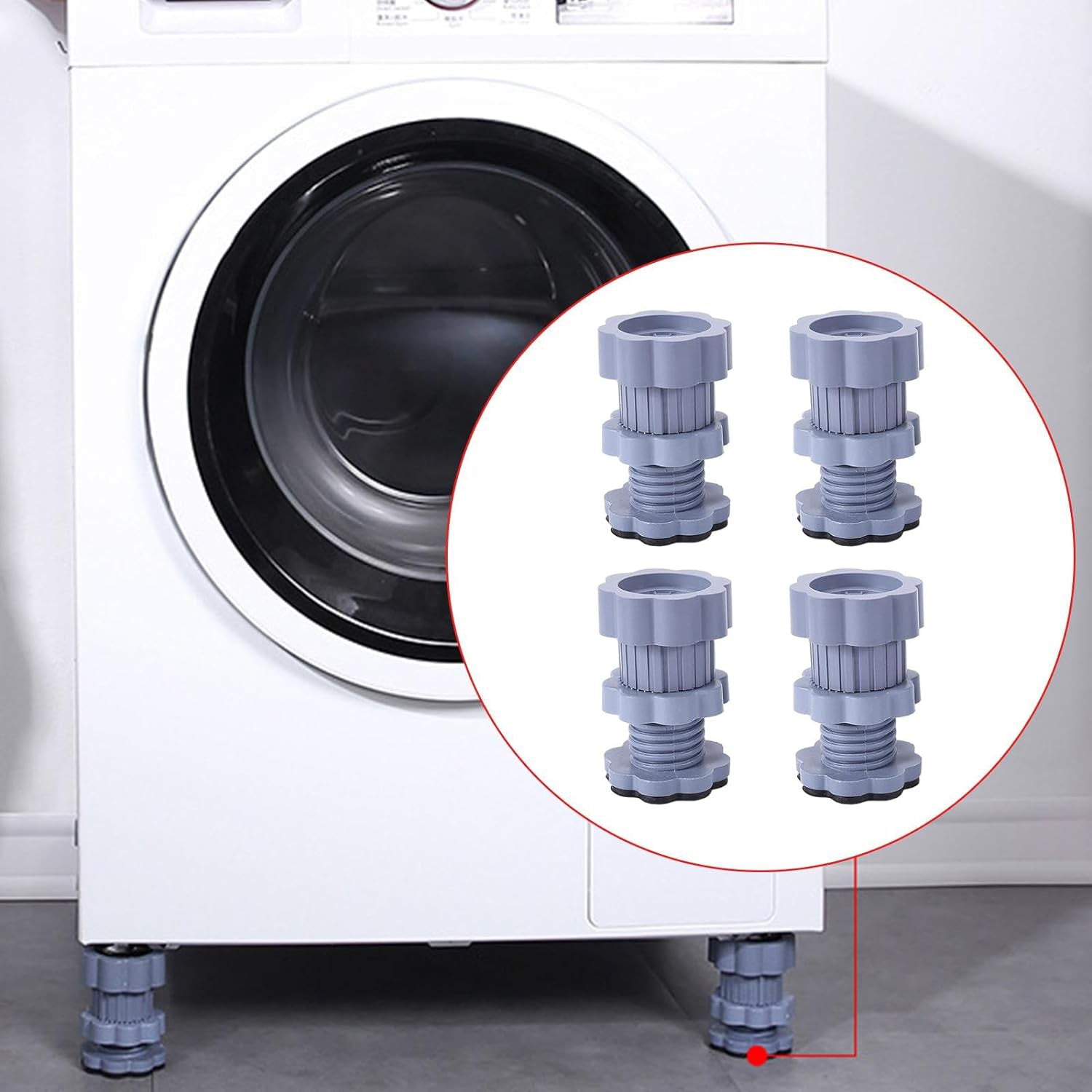 Washing Machine Support Anti Vibration Washing Machine Support Adjustable Washer Anti Vibrasion Pads Washer  Dryer Pedestals Washing Machine Accessory Anti- Skid Pad Pvc Lifting Pad Non-slip ( 4 Pc Set ) - LootFaat