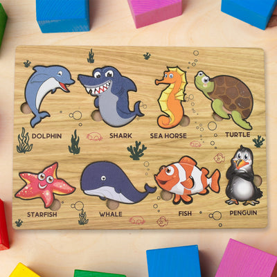 Seawater Animals Wooden Puzzle - Educational Learning Toy