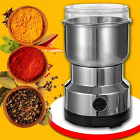 Stainless Steel Nima Electric Grinder | Multifunctional Mixer Grinder & Coffee Maker | Powerful Grinding Machine for Coffee Beans, Dry Spices, Nuts & Grains | Compact & Durable Design