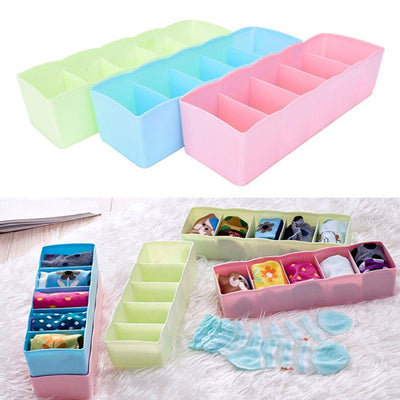 235 5-compartments Sockshandkerchiefunderwear Storage Box Socks Drawer Closet Organizer Storage Boxes (Pack Of 2) - second image