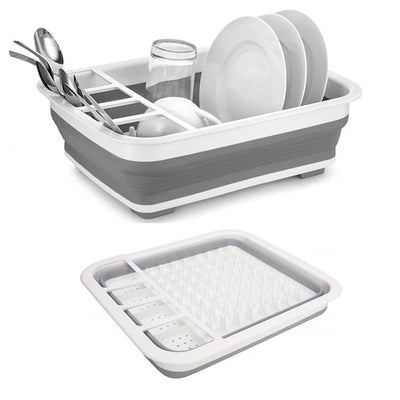 0804 Collapsible Folding Silicone Dish Drying Drainer Rack With Spoon Fork Knife Storage Holder - second image