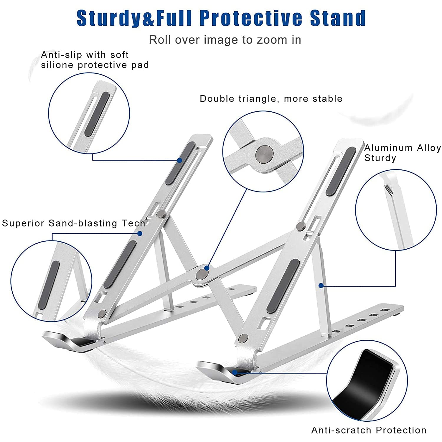 Laptop Stand For Desk  Metal Portable Laptop Stand With 6 Adjustable Angles  Laptop Riser Phone And Tablet Stand  Compatible For All Laptop - LootFaat