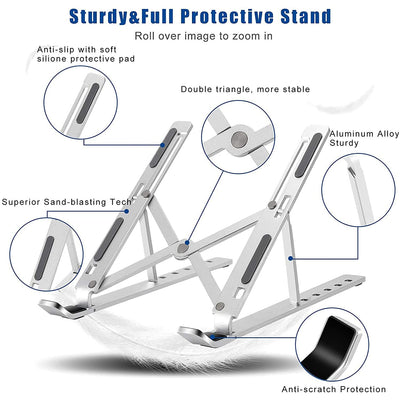 Adjustable Laptop Stand - Portable Metal Riser for Desk