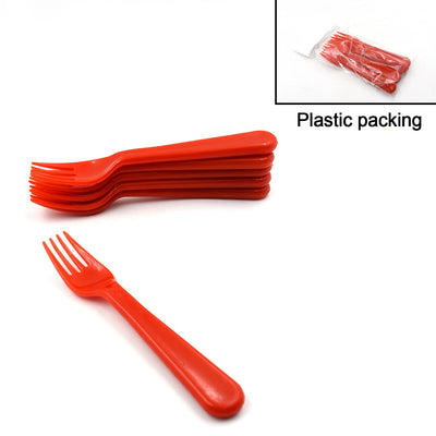 5968 Plastic Fork Spoon Fork Spoon Set Fruit Fork Spoon Set  Baby Fork Spoonvegetable Fork Spoon Plastic Salad Spoon Dessert Spoon (6pc Set) - second image