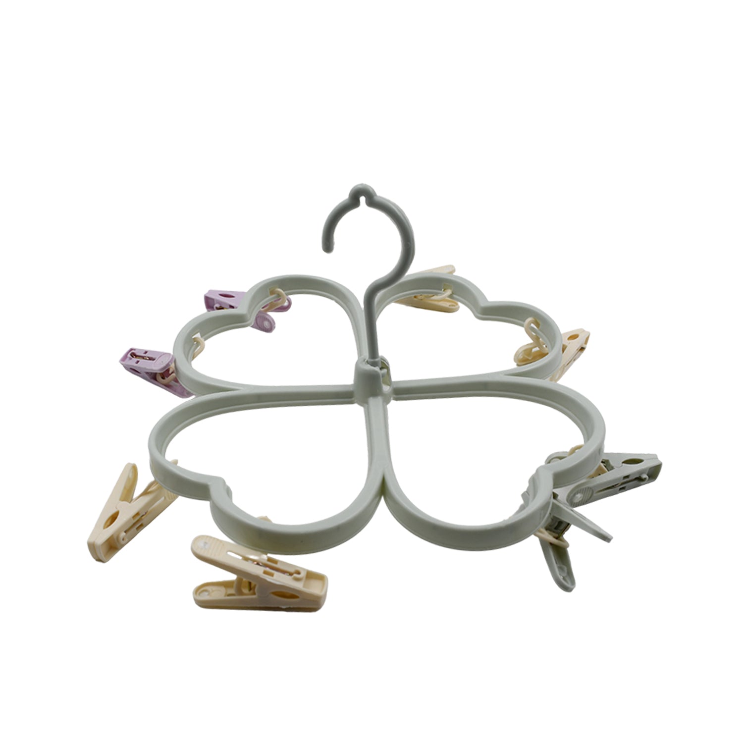 Heart Shape Clothe Spin Rack Laundry Drying Rack Clothes Hangers With 8 Clips Clip Hanger Drip Hanger For Drying Underwear Baby Clothes Socks Bras Towel Cloth Diapers Gloves - LootFaat