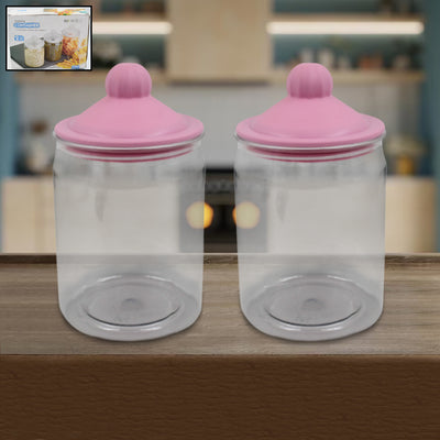 Transparent Kitchen Plastic Container Jar Set (2 Pcs Set  1100 Ml Approx) - second image