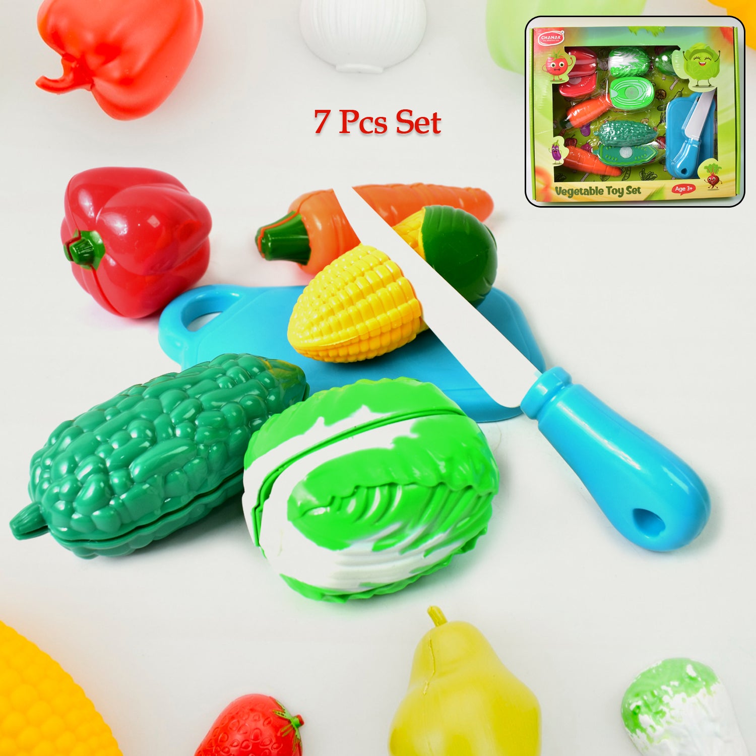 Realistic Slice-able Fruits And Vegetables Cut In 2 Part Play Toy Set - LootFaat