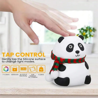 Rechargeable Silicone Panda Night Light for Kids | 7-Color LED Changing Lamp |Adorable Room Decor & Gift for Toddlers, Teens, & Valentine's Day Present|Soft BPA-Free Nightlight| Multicolour - second image