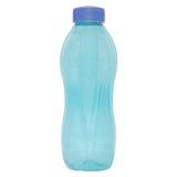 Plastic water bottle with a small spout and wide base.